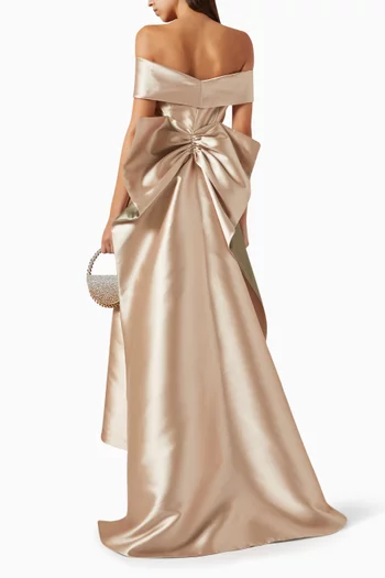 Off-shoulder Gown in Satin