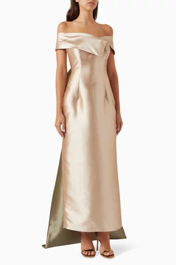 Off-shoulder Gown in Satin
