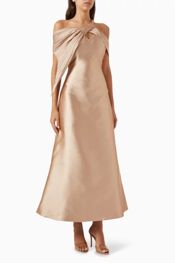 Drape A-line Dress in Satin