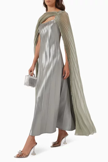 Pleated-sleeve Dress