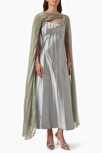 Pleated-sleeve Dress