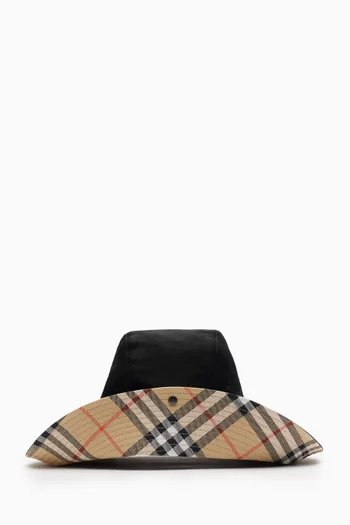 Check-brim Hat in Cotton-gabardine