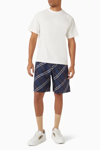 Check Shorts in Silk Poplin