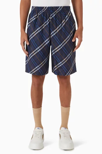 Check Shorts in Silk Poplin