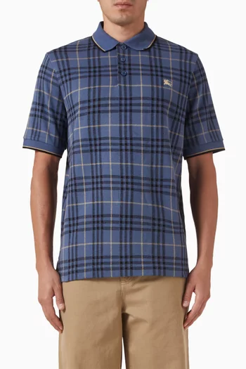 Check Polo Shirt in Cotton