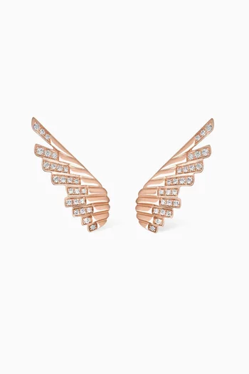 Mini Wings Rising Diamond Earrings in 18kt Rose Gold