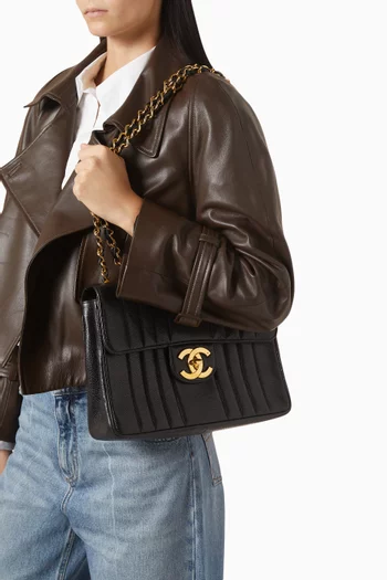 Mademoiselle Flap Shoulder Bag in Caviar Leather