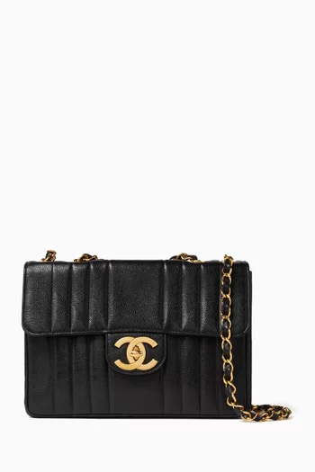 Mademoiselle Flap Shoulder Bag in Caviar Leather