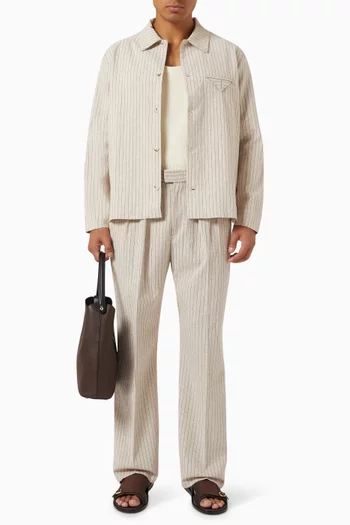 Pinstripe Overshirt in Cotton-linen