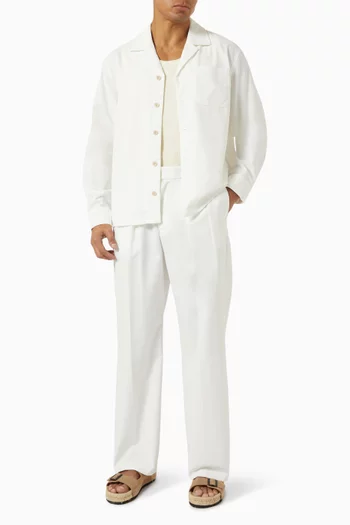 Long-sleeved Overshirt in Viscose-linen Blend