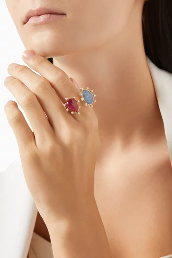 Ruby & Opal Open Ring in 18kt Gold