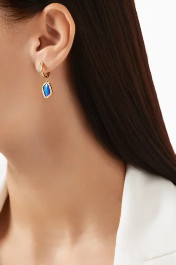 Opal & Diamond Pavé  Hoop Earrings in 18kt Gold