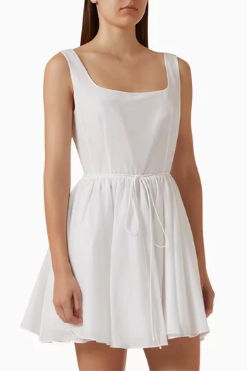 Belted Mini Dress in Cotton & Silk