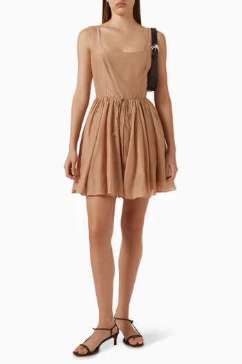 Belted Mini Dress in Cotton & Silk