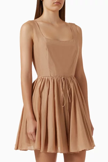Belted Mini Dress in Cotton & Silk
