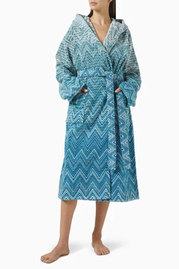 Unisex Stone Hooded Bathrobe  in Cotton-terry