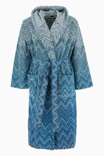 Unisex Stone Hooded Bathrobe  in Cotton-terry