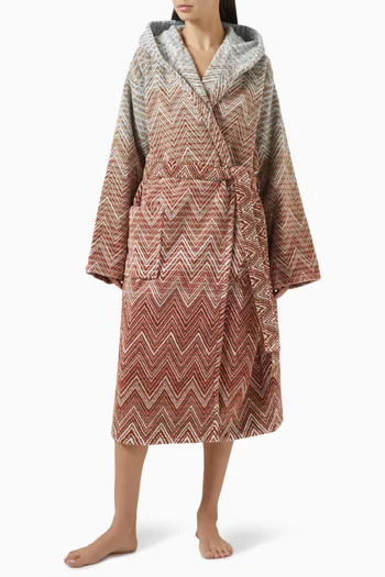 Unisex Stone Hooded Bathrobe  in Cotton-terry