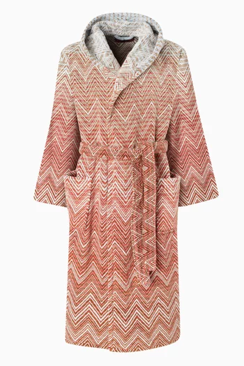 Unisex Stone Hooded Bathrobe  in Cotton-terry