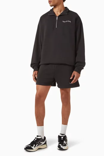 Wordmark Quarter Zip Up Sweatshirt in Cotton