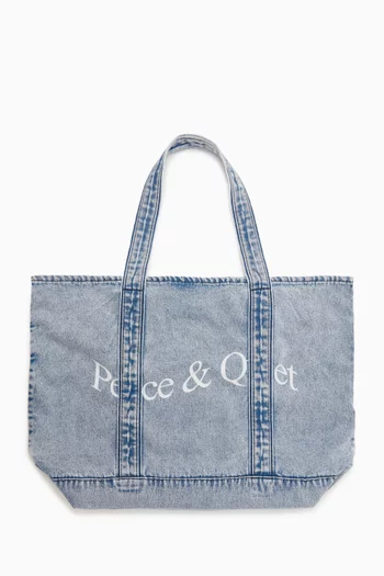 Wordmark Boat Tote Bag in Denim