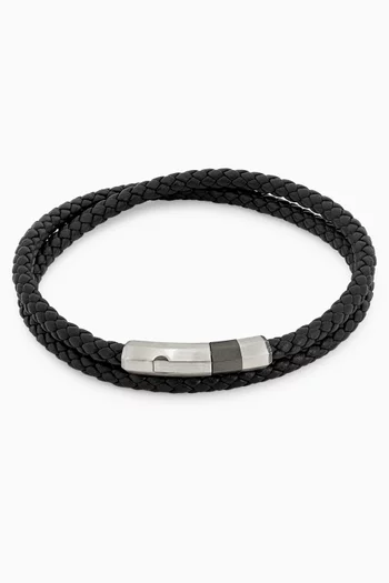 Octagon Click Double Wrap Bracelet in Leather