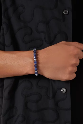 Hexade Evil Eye Beaded Bracelet in Rhodium-plated Sterling Silver