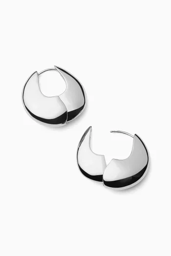 Sculptural Pebble Earrings in Rhodium-plated Brass