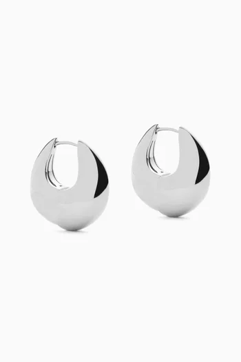 Sculptural Pebble Earrings in Rhodium-plated Brass