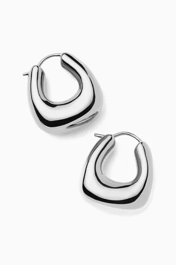 Small Sculptural Chubby Dome Earrings in Rhodium-plated Brass