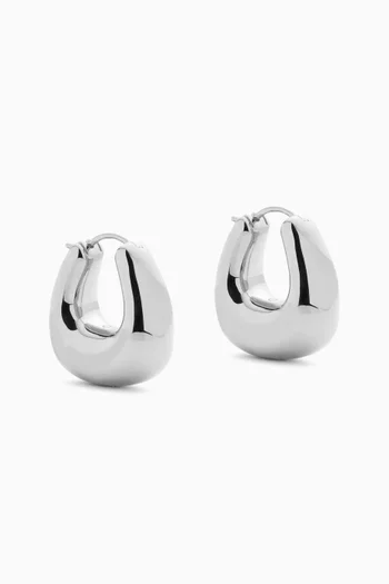Small Sculptural Chubby Dome Earrings in Rhodium-plated Brass