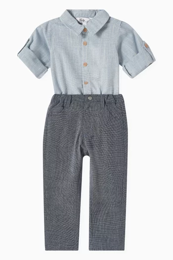 Oliver Shirt Bodysuit in Cotton Shirting
