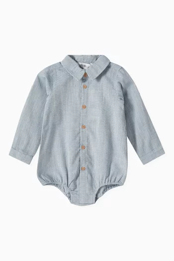 Oliver Shirt Bodysuit in Cotton Shirting