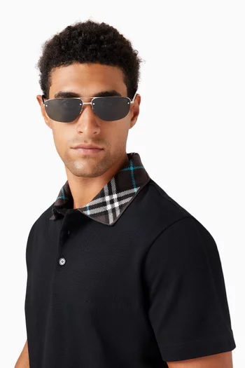 Rectangular Sunglasses in Stainless Steel