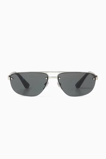 Rectangular Sunglasses in Stainless Steel