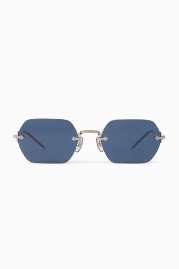 TK-13 Irregular Sunglasses in Silver-tone Metal