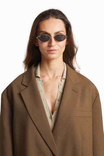 نظارة شمسية كاي من خامات حيوية بإطار بيضاوي معدن