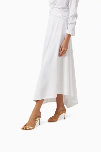 Noah 90 Floral Mules in Raffia & Leather