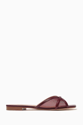 Perla Slide Sandals in Mesh & Leather