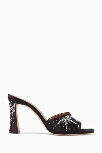 Roxanne 90 Embellished Mule Sandals in Satin