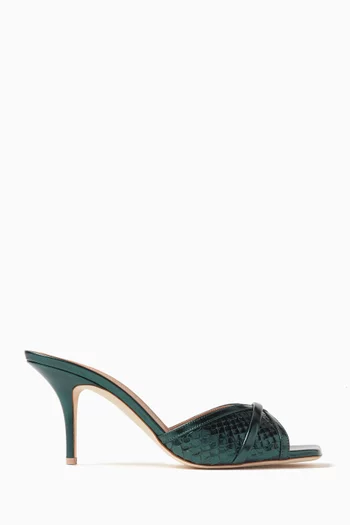 Perla 70 Mule Sandals in Python-embossed Leather