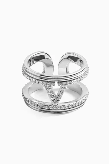 Ovalette Swarovski® Signature Ring in Rhodium-tone Metal