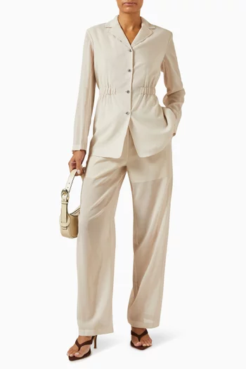 Drawcord Pull-on Pants in Wool-blend