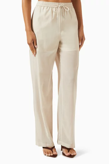 Drawcord Pull-on Pants in Wool-blend