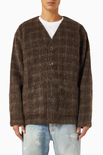 Dorf Check Cardigan in Wool-blend