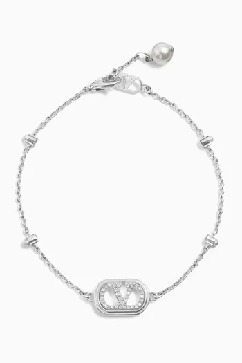 VLOGO Swarovski® Signature Bracelet in Rhodium-tone brass