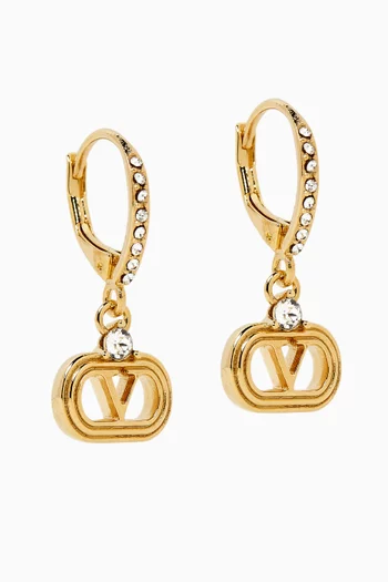 VLOGO Swarovski® Huggie Earrings in Gold-tone Brass
