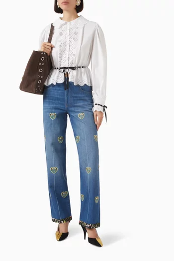 Embroidered Shirt in Cotton-poplin