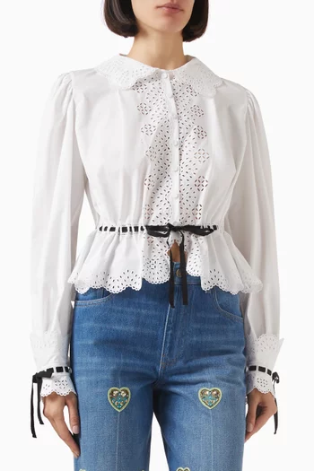 Embroidered Shirt in Cotton-poplin