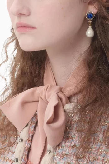 Signature Pearl & Crystal Earrings in Metal